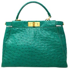 FENDI Green Ostrich Leather Peekaboo, 2018