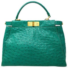 FENDI Green Ostrich Leather Peekaboo, 2018