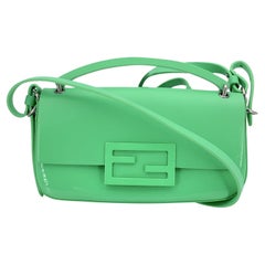 Fendi Green Patent Leather and Leather Baguette Phone Pouch