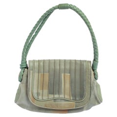 Fendi Green Printed Leather Braided Handle Small Shoulder Bag