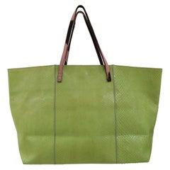 Retro Fendi green python skin pony hair handle shoulder bag