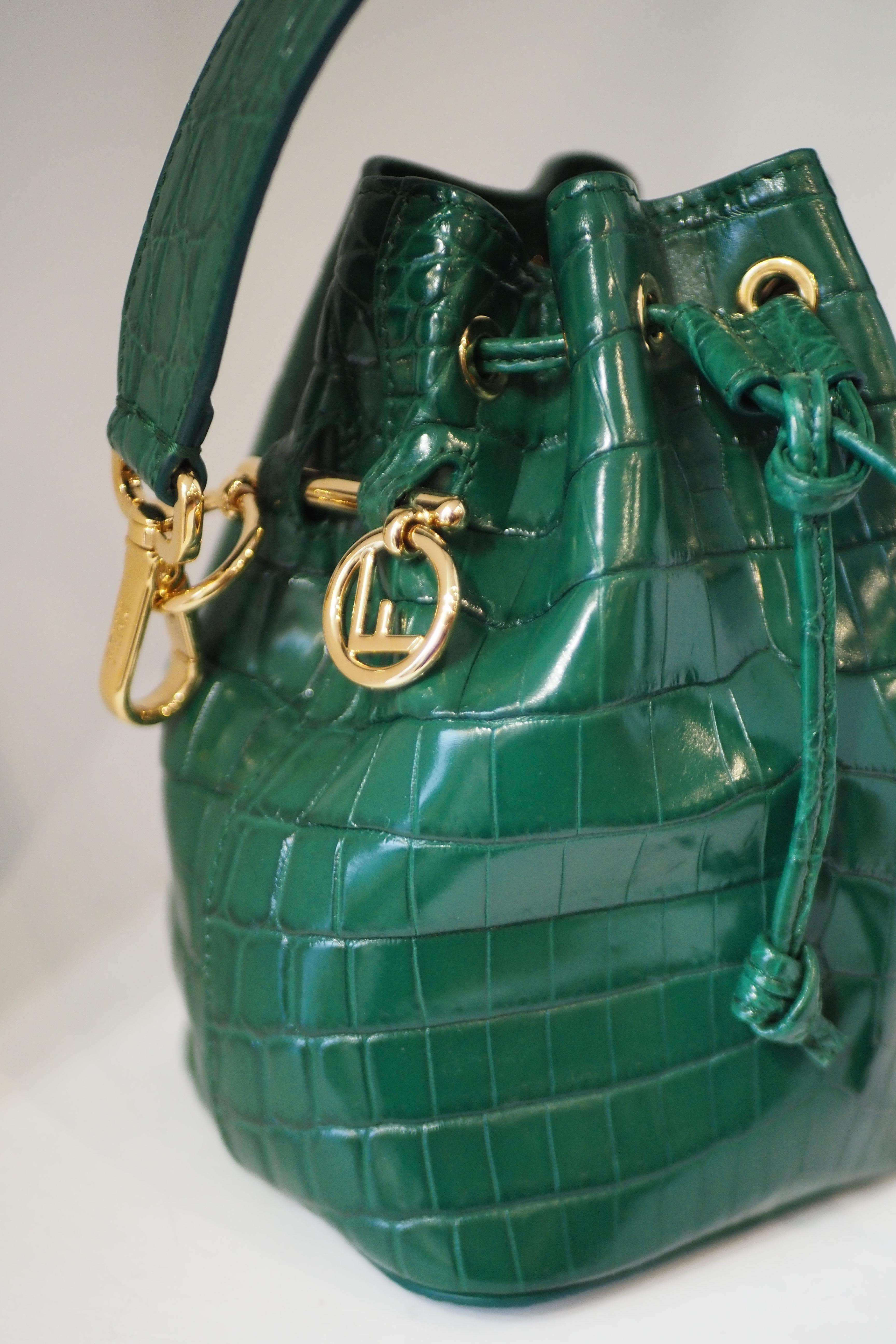 Black Fendi green satchel bag For Sale