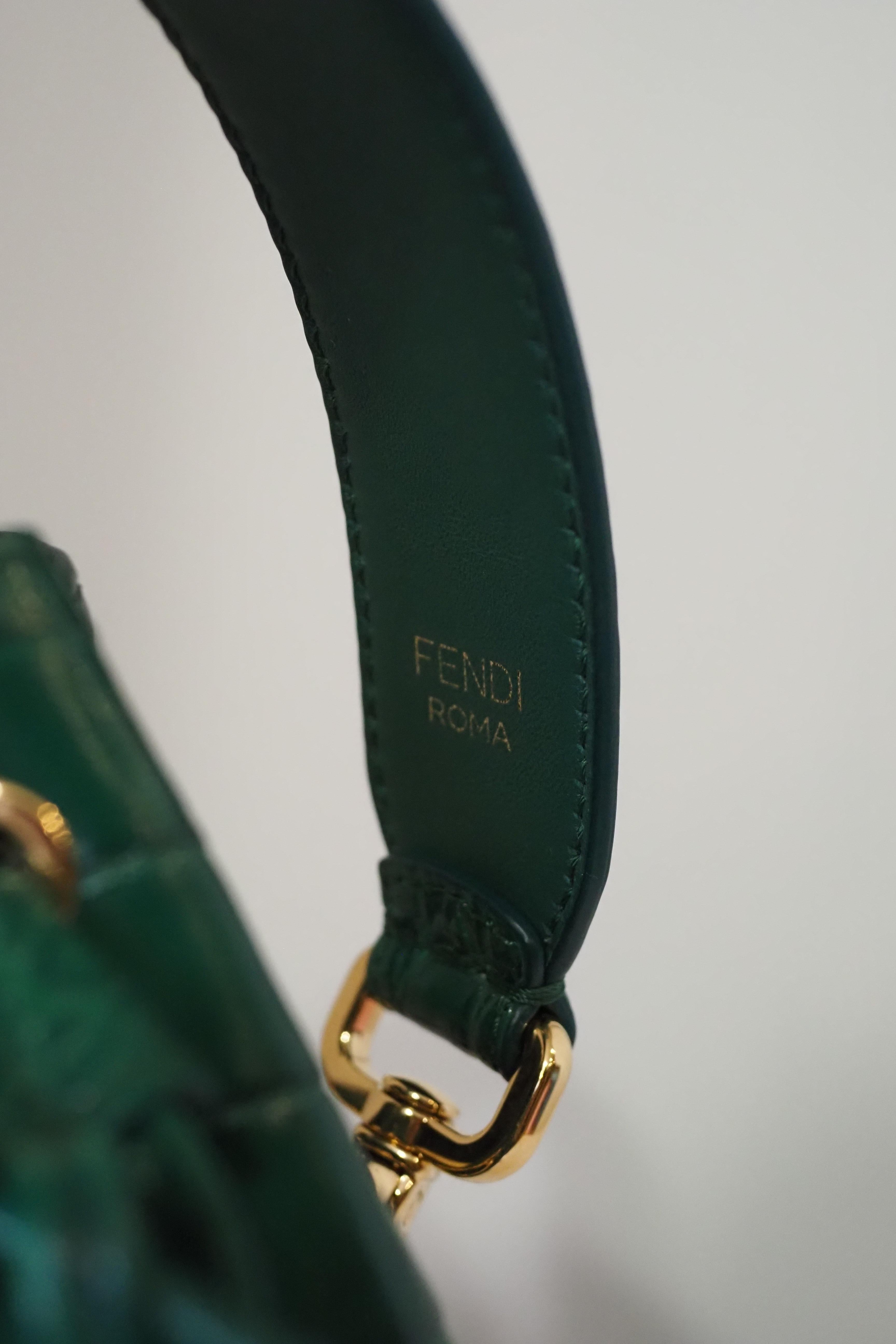 Fendi green satchel bag For Sale 1