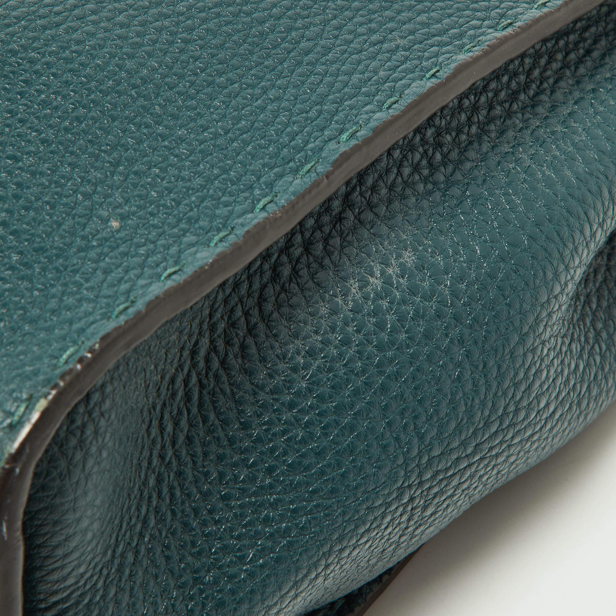 Fendi Green Selleria Leather and Python Medium Peekaboo Top Handle Bag For Sale 9