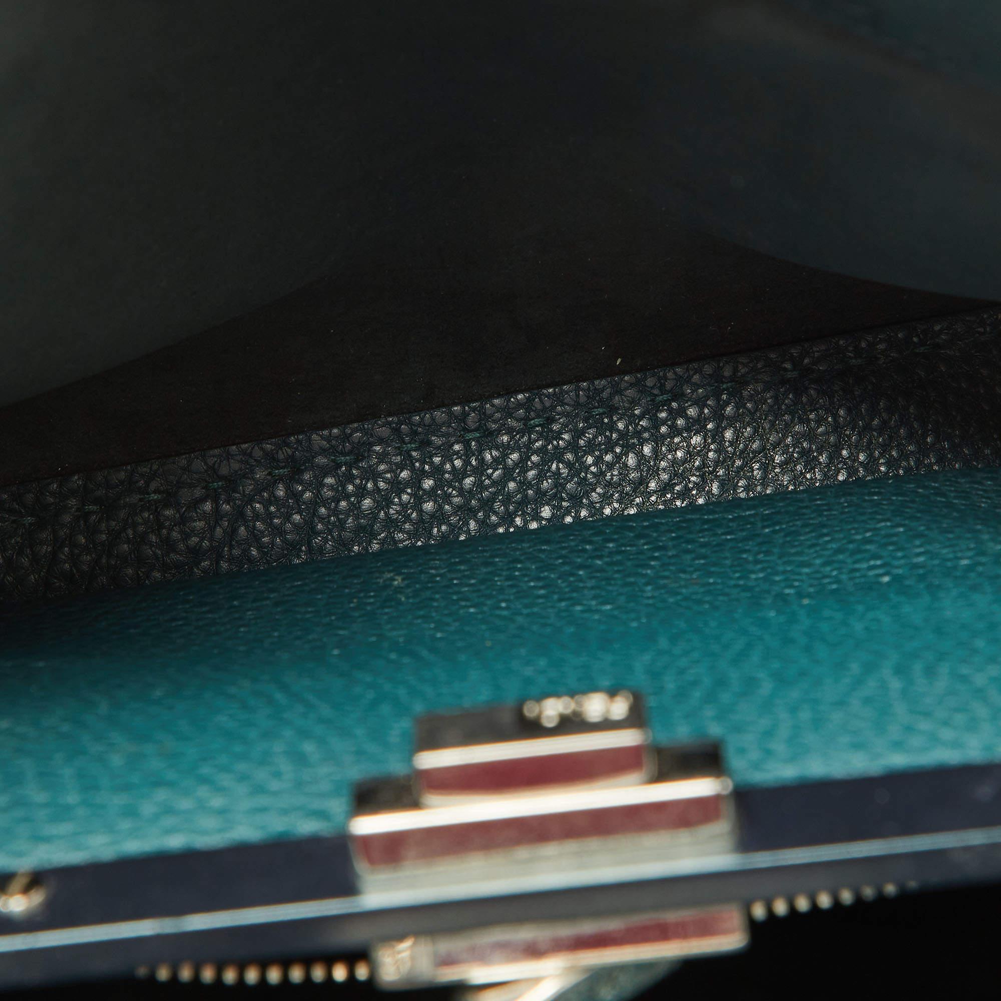 Fendi Green Selleria Leather and Python Medium Peekaboo Top Handle Bag For Sale 1