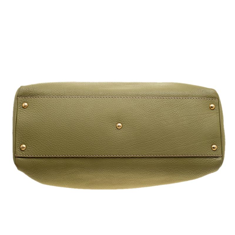 Women's Fendi Green Selleria Leather Large Peekaboo Top Handle Bag