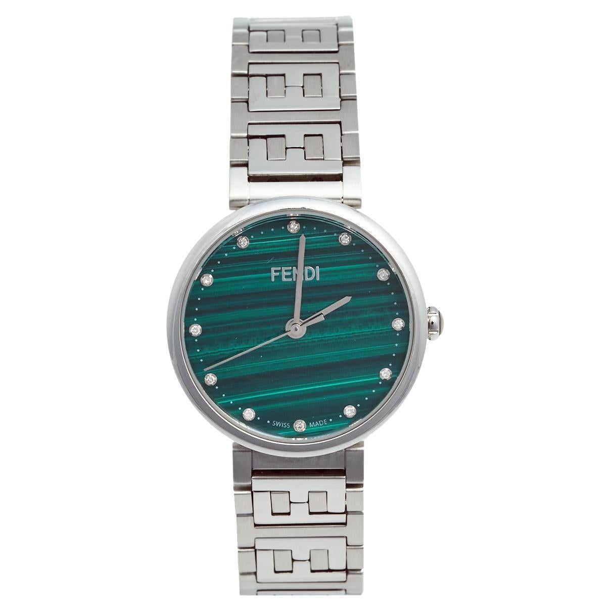 Fendi Green Stainless Steel Forever Fendi F102101901 Women's Wristwatch 29 mm