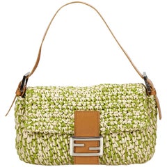 Fendi Green Straw Baguette
