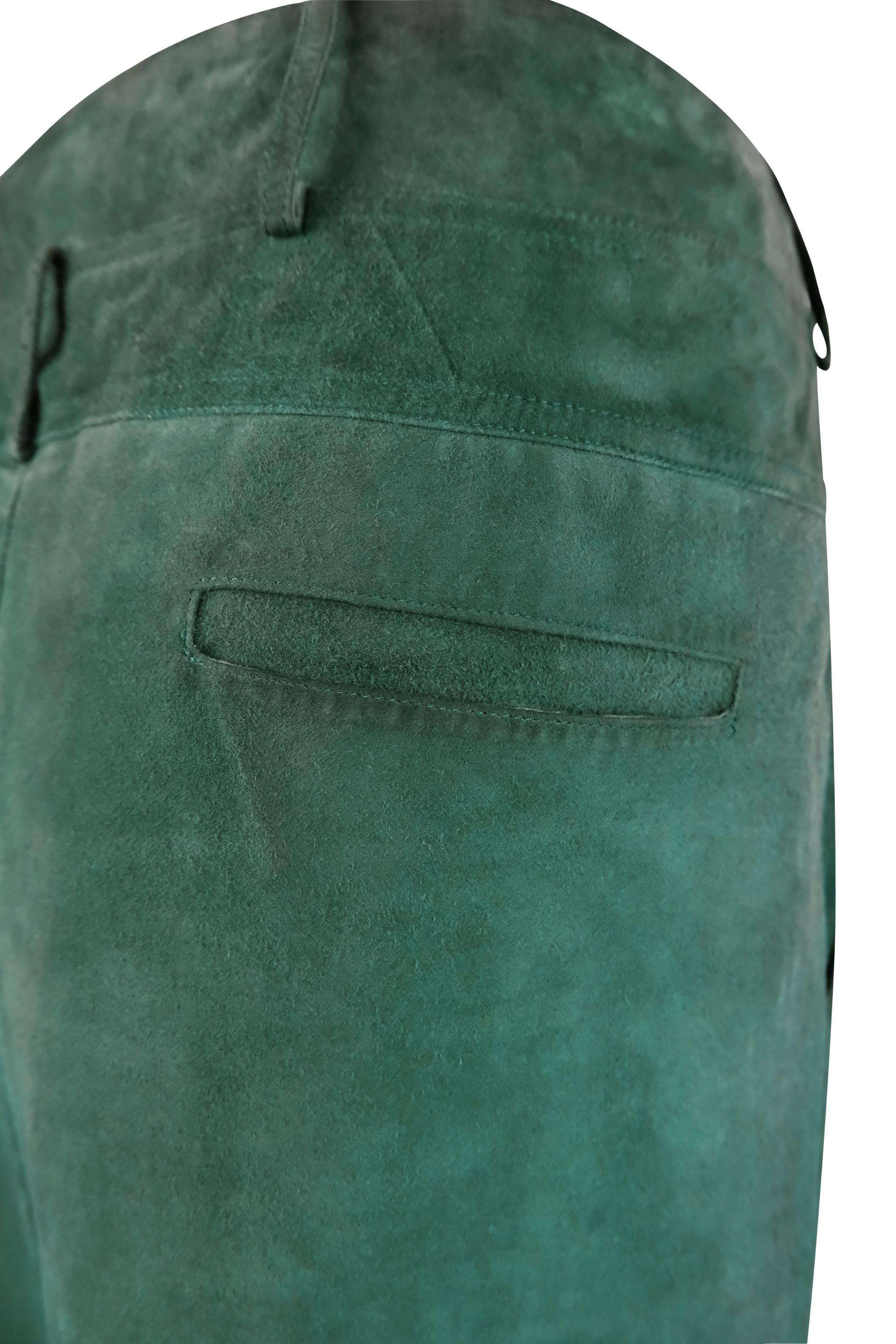 Women's Fendi  Green Suede Double Waist Skirt