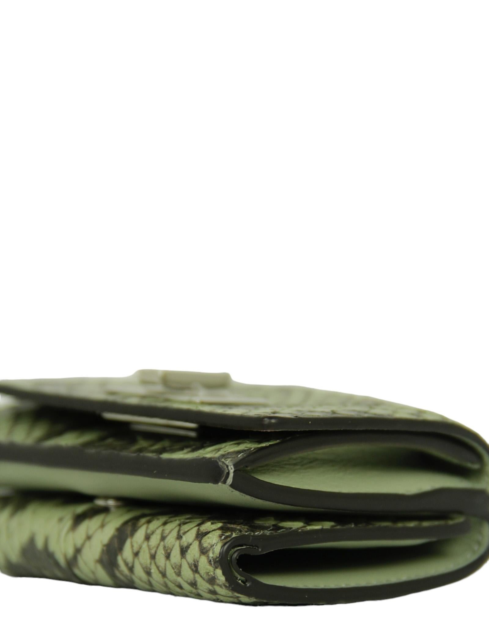 Women's Fendi Green Tea Elaphe Vitello Grace Python Micro Trifold Compact Wallet