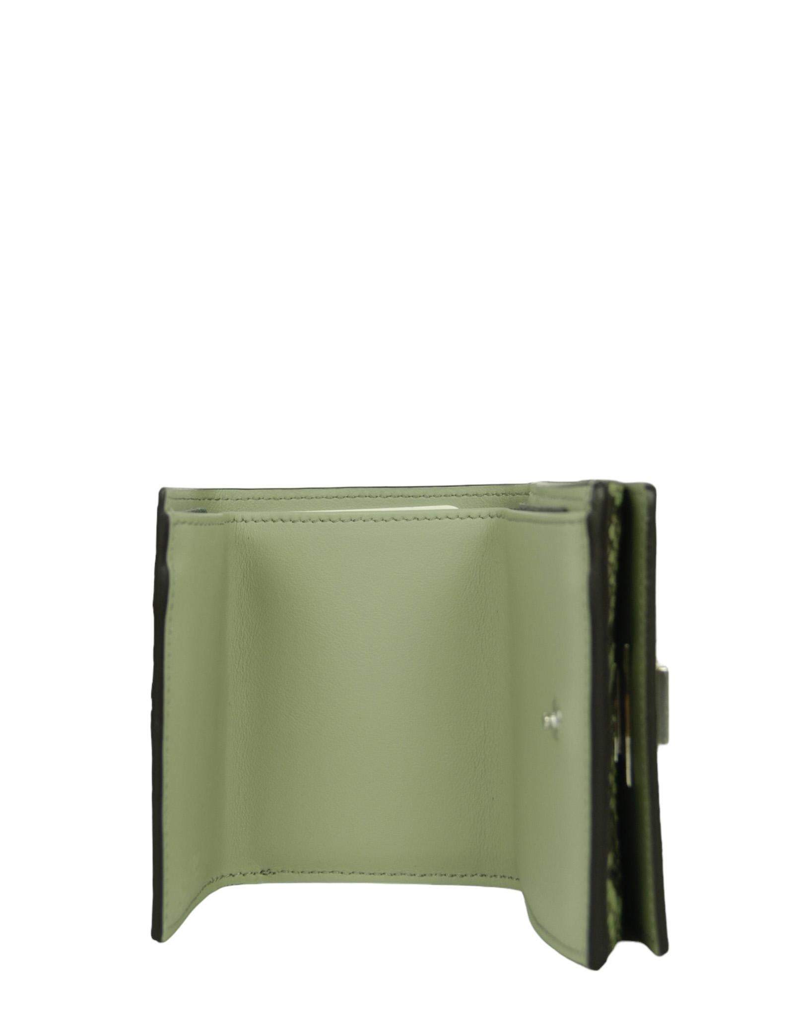 Fendi Green Tea Elaphe Vitello Grace Python Micro Trifold Compact Wallet 2