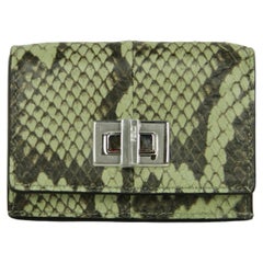 Fendi Green Tea Elaphe Vitello Grace Python Micro Trifold Compact Wallet