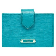 Fendi Green/Teal Leather Elite Card Holder