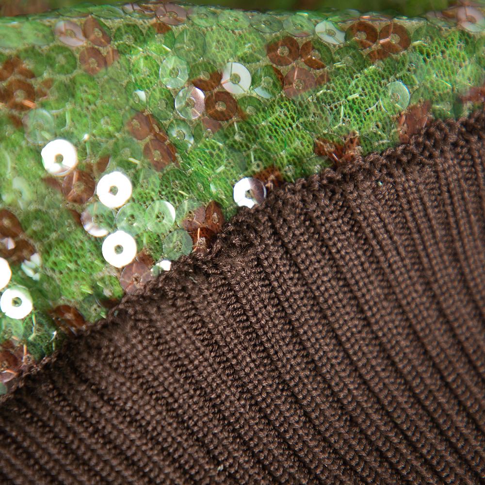 Fendi Green Tulle Sequin Embellished V- Neck Cardigan S 3