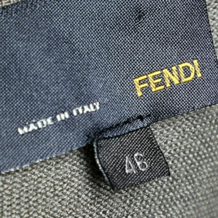 Fendi Grüner Cardigan mit Rüschenausschnitt aus Wolle und Seide L 2