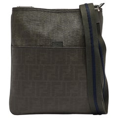Fendi Green Zucca Spalmati Canvas Messenger Bag