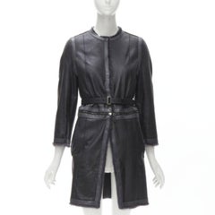 FENDI grey black fur leather 4-way reversible zip belted coat jacket IT38