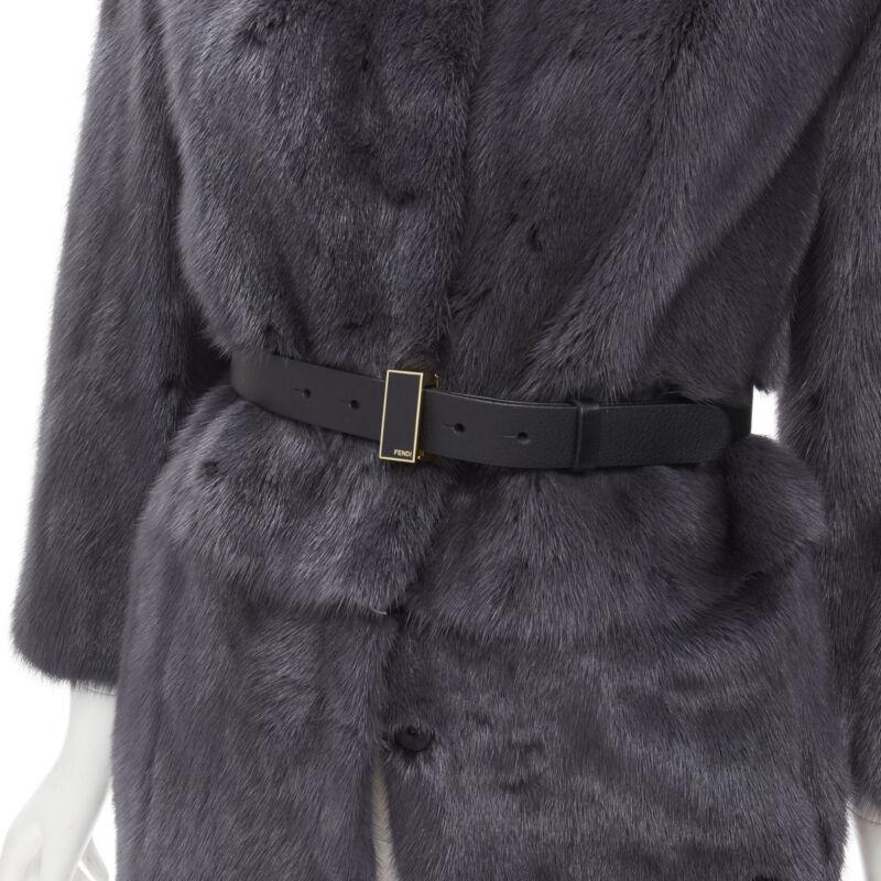 FENDI gris noir fourrure cuir 4-way réversible zip veste manteau ceinturée IT38 en vente 4