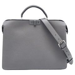 Fendi Grey/Black Leather Medium Peekaboo ISeeU Top Handle Bag