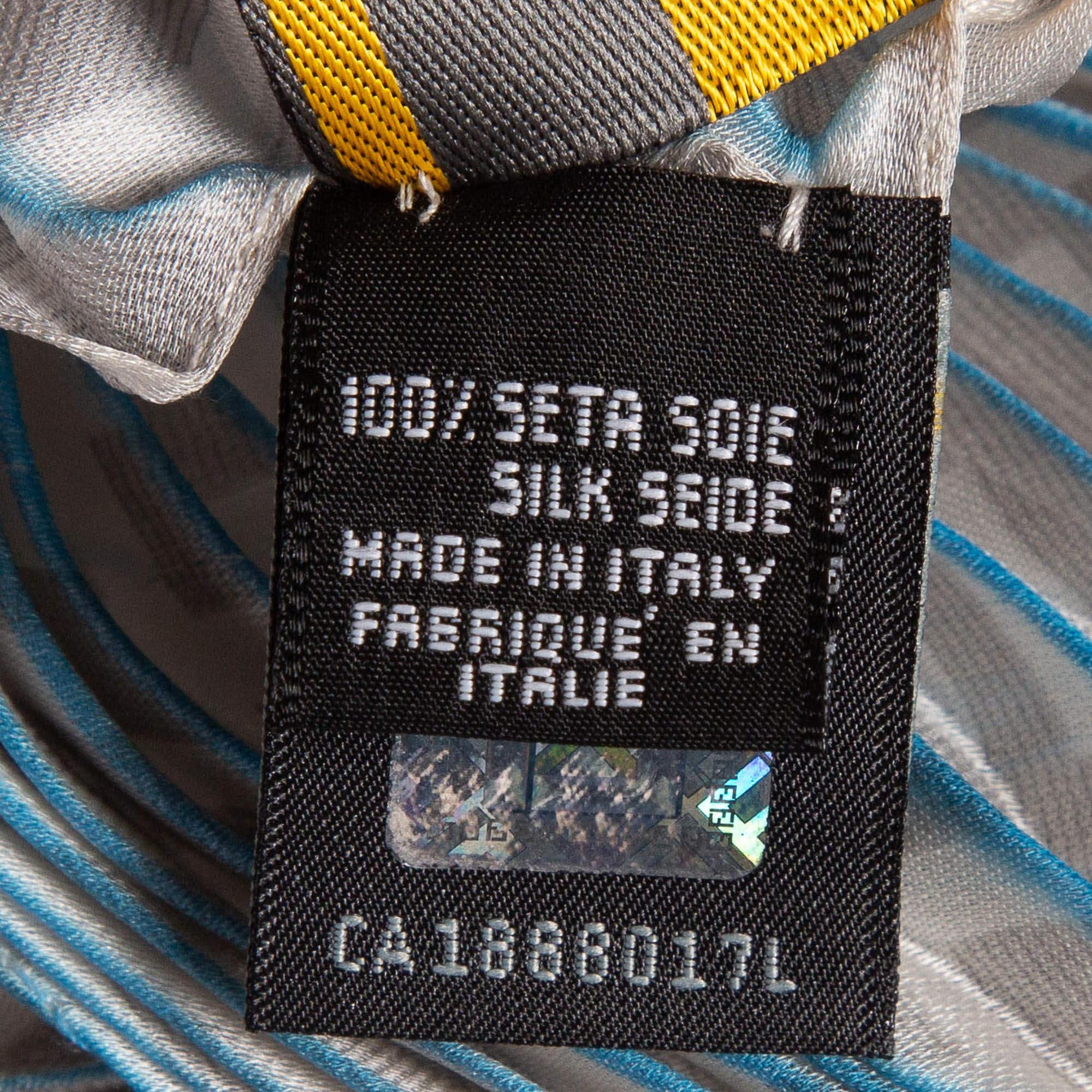 Women's Fendi Grey/Blue Stripe Zucca Print Satin Plisse Stole