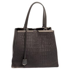 Fendi Grey Calf Hair and Leather Large 3Jours Tote