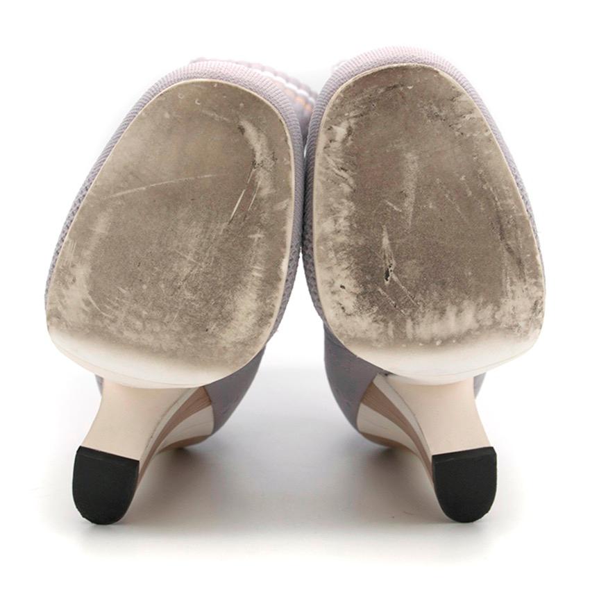 Fendi Grey Embroidered Stretch Knit Ankle Boots US 5.5 2