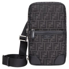Fendi Grey FF Jacquard Fabric One-Shoulder Travel Backpack
