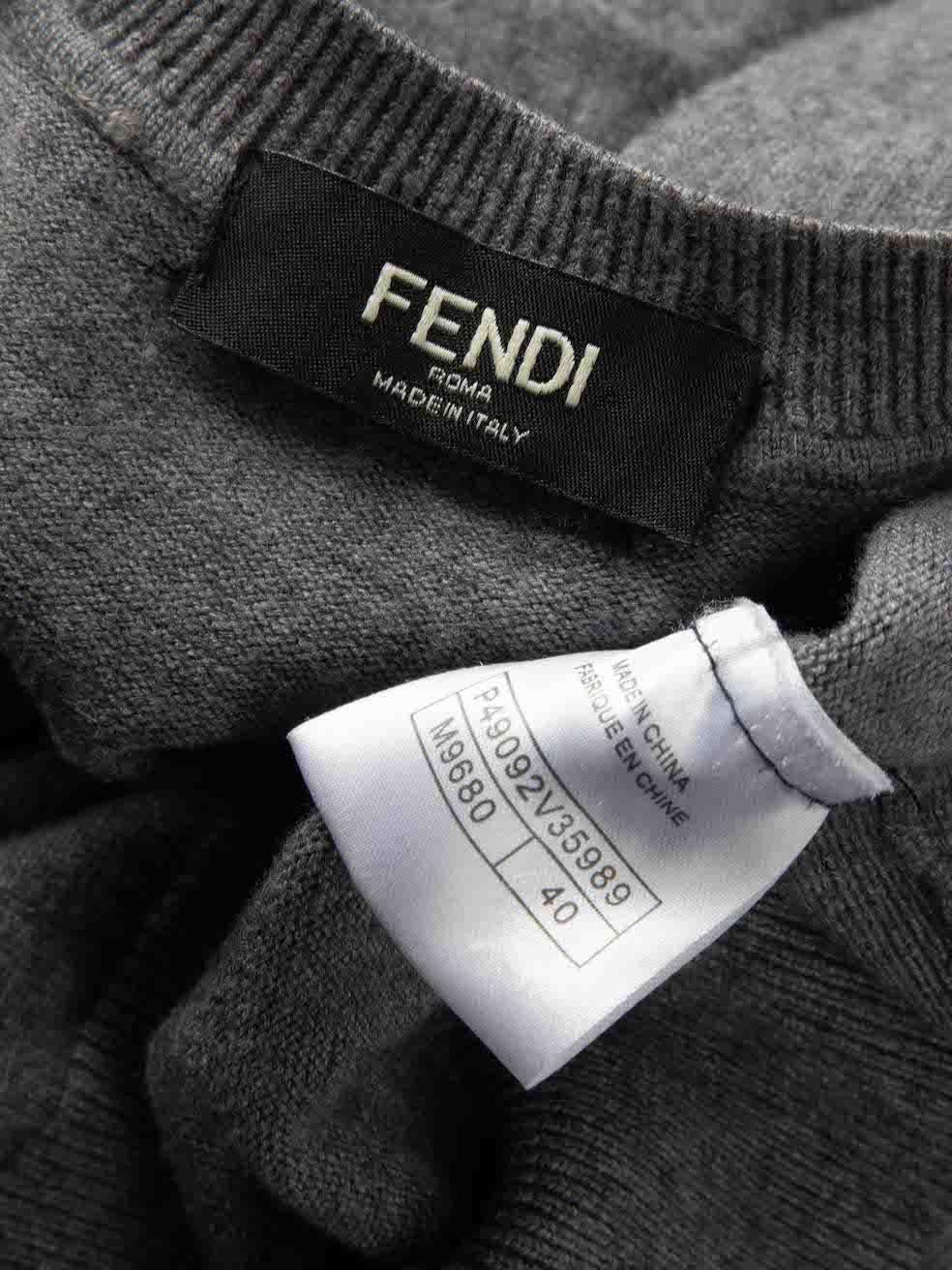 Women's Fendi Grey FF Logo Knit Jumper Size S For Sale
