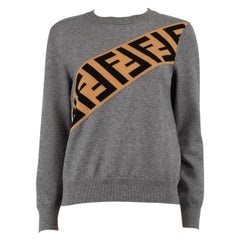 Fendi Grey FF Logo Knit Jumper Size S