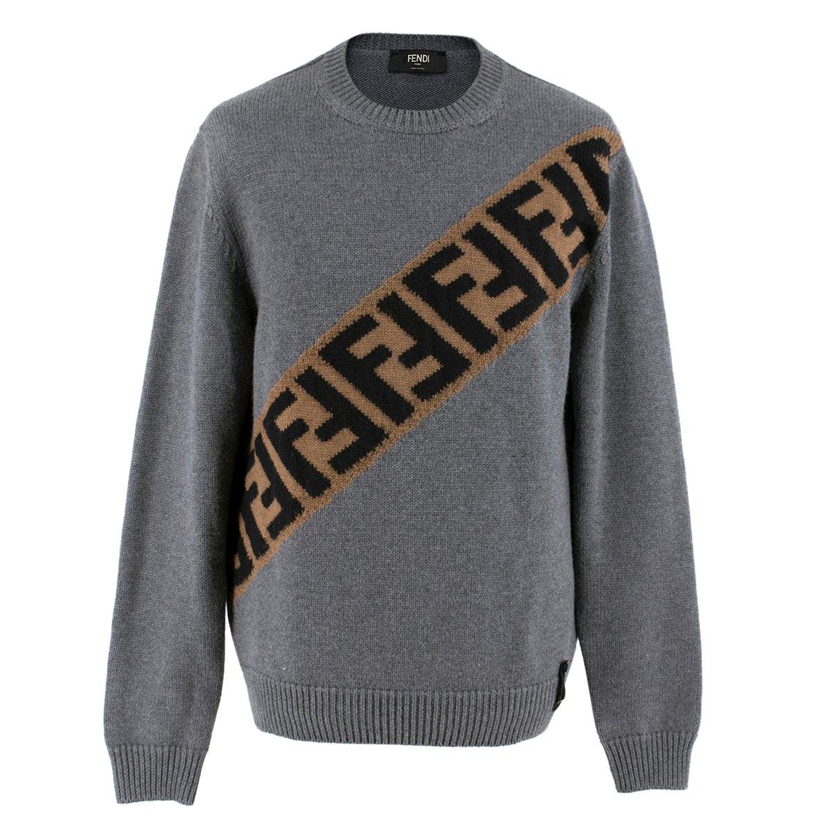 Fendi Grey FF Logo Knit Sweater - New Season 