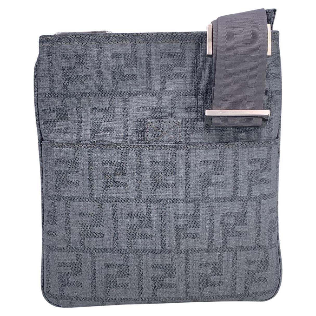 Fendi Grey FF Zucca Canvas Unisex Crossbody Messenger Bag For Sale