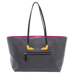 Fendi Grey/Fuchsia Leather Monster Roll Tote