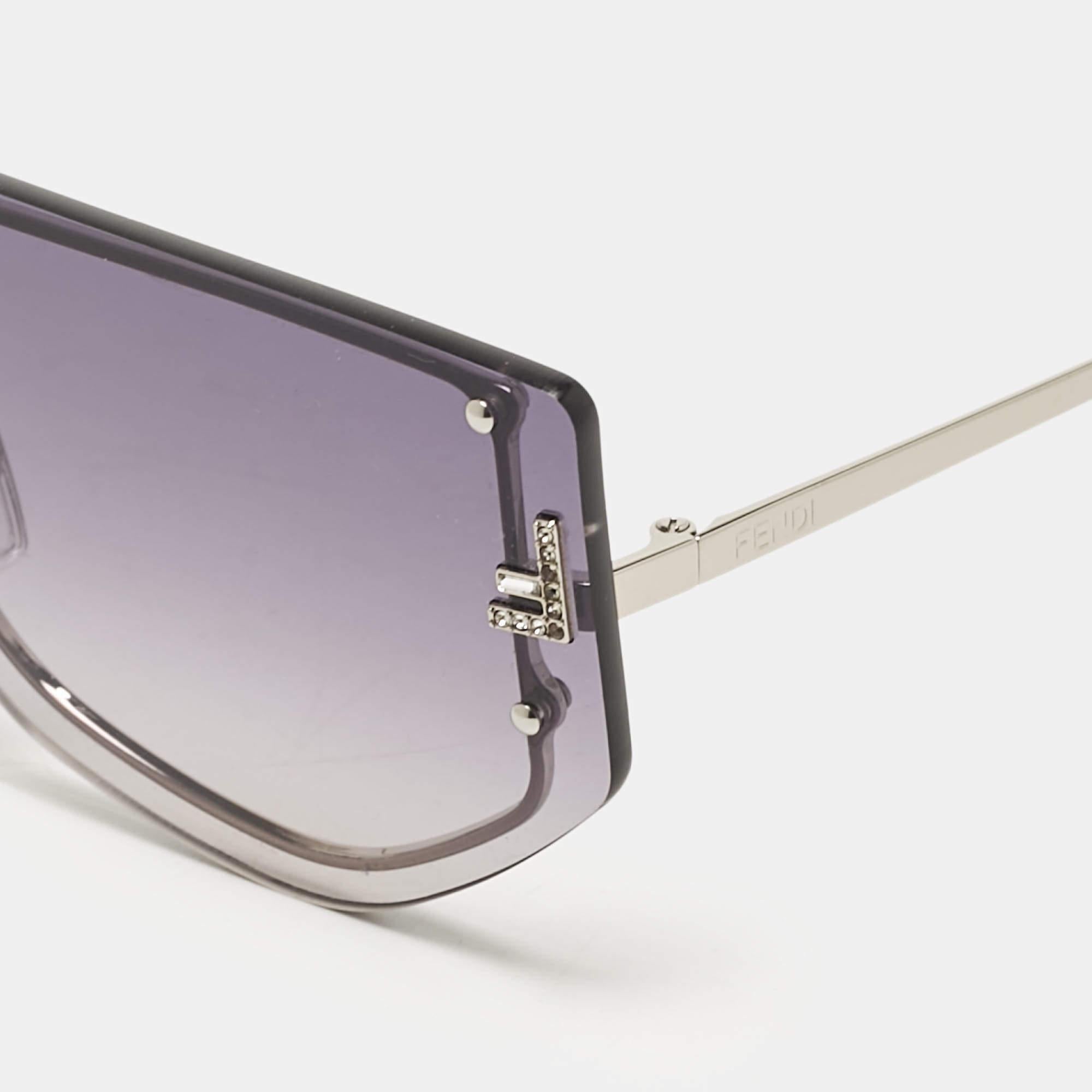 Gray Fendi Grey Gradient FF40096U Fendi First Crystals Shield Sunglasses