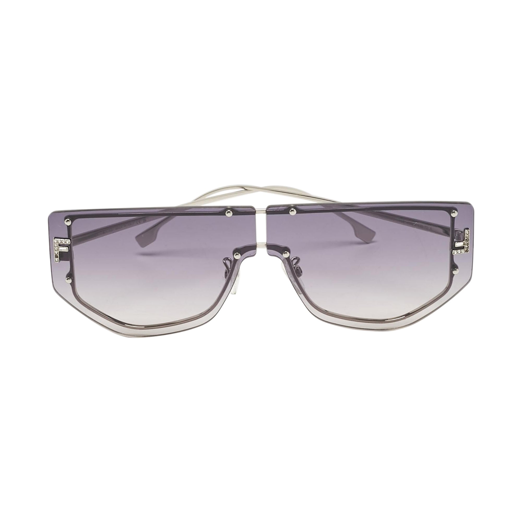 Fendi Grey Gradient FF40096U Fendi First Crystals Shield Sunglasses