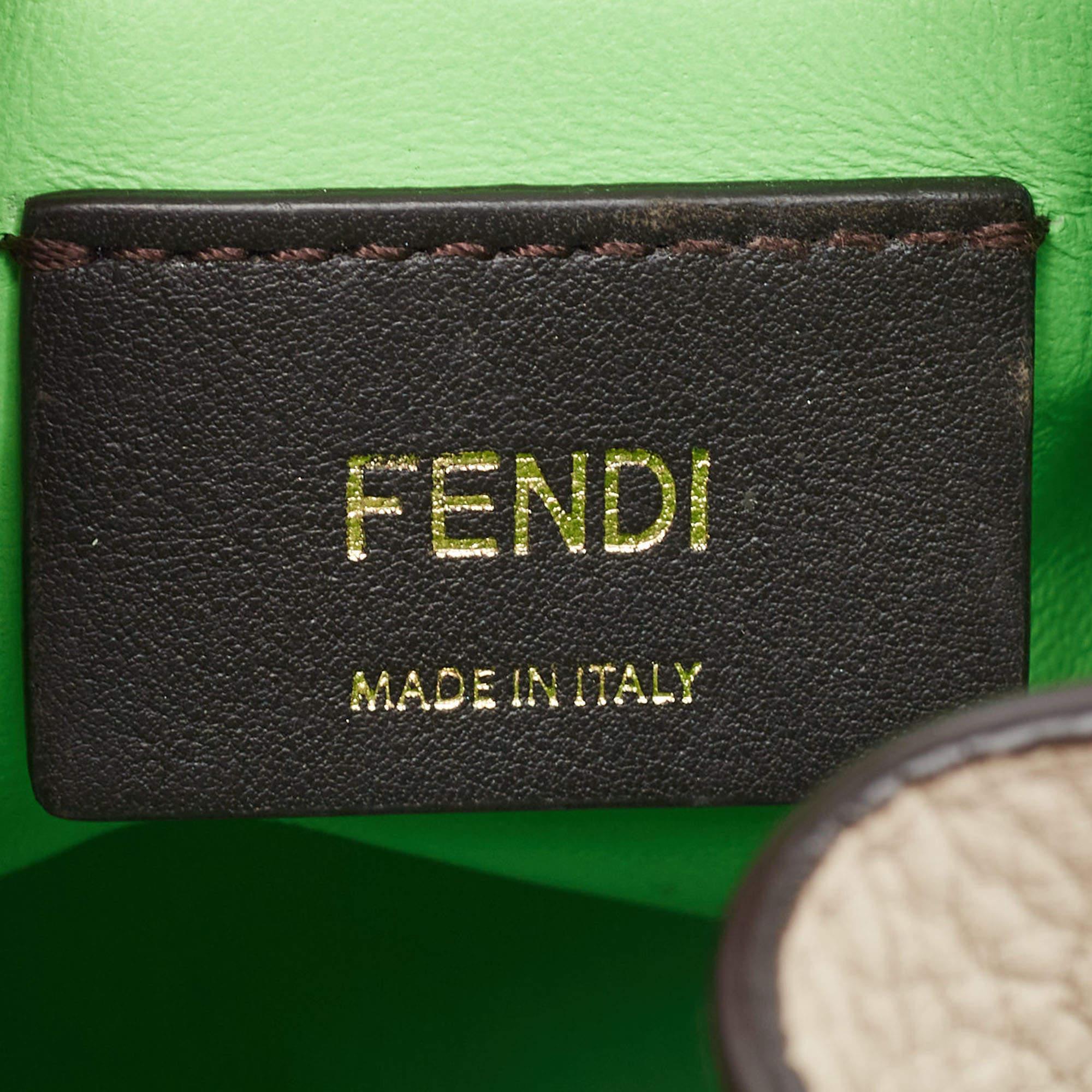 Fendi Grey/Green Leather Mini Mon Tresor Bucket Bag 6
