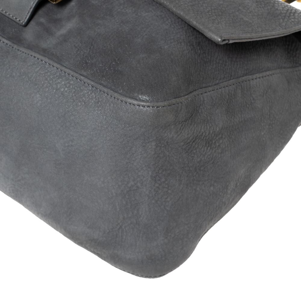 Fendi Grey Iridescent Leather Mama Forever Large Flap Shoulder Bag 4
