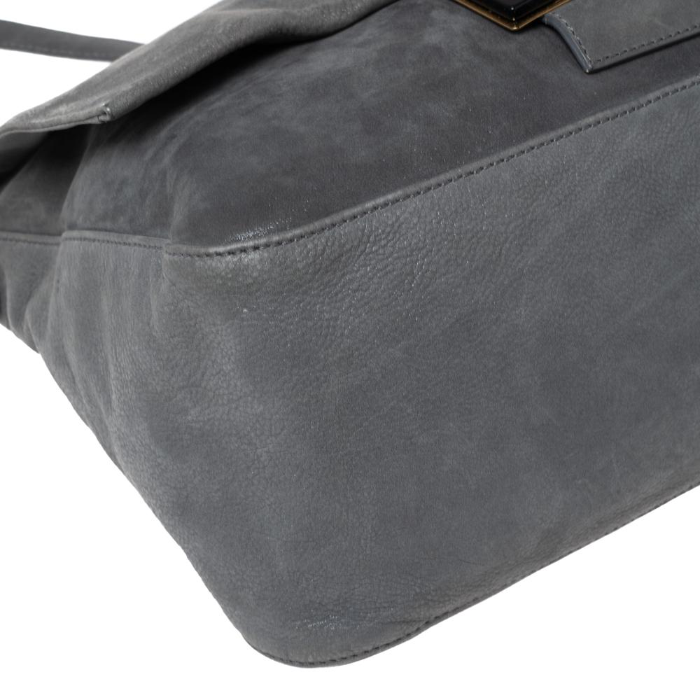Fendi Grey Iridescent Leather Mama Forever Large Flap Shoulder Bag 2