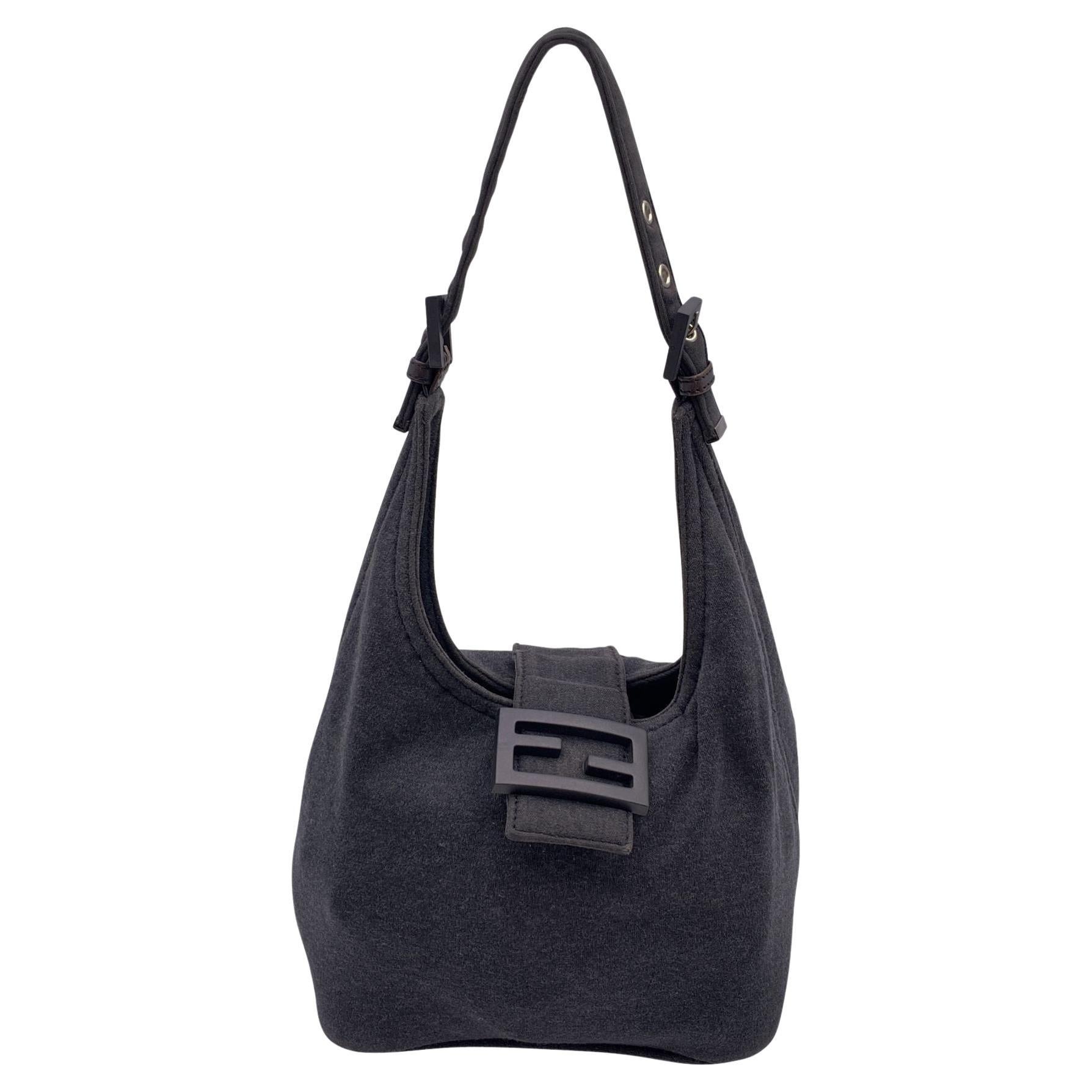 Fendi Grey Jersey Fabric Mamma Baguette Shoulder Bag For Sale