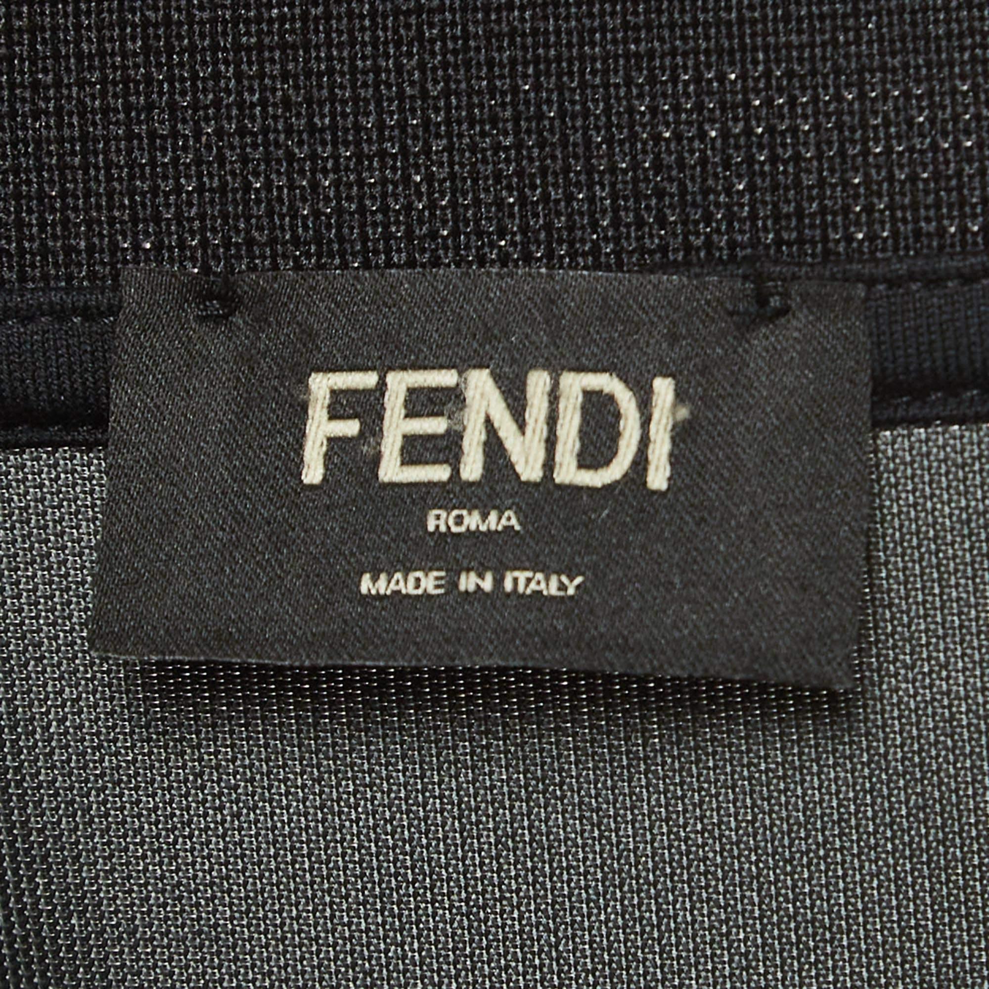 Fendi Grey Jersey Logo Detail Polo T-Shirt M For Sale 2