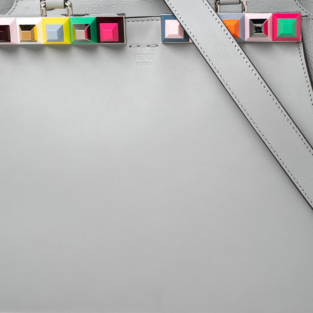 Fendi Grey Leather 3Jours Studded Tote In New Condition In Dubai, Al Qouz 2