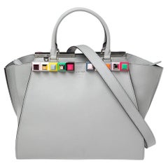 Fendi Grey Leather 3Jours Studded Tote