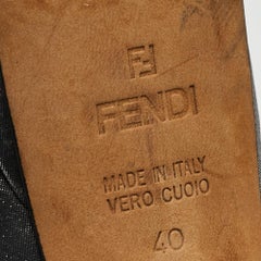 Fendi Grey Leather Bow Peep Toe Platform Pumps Size 40