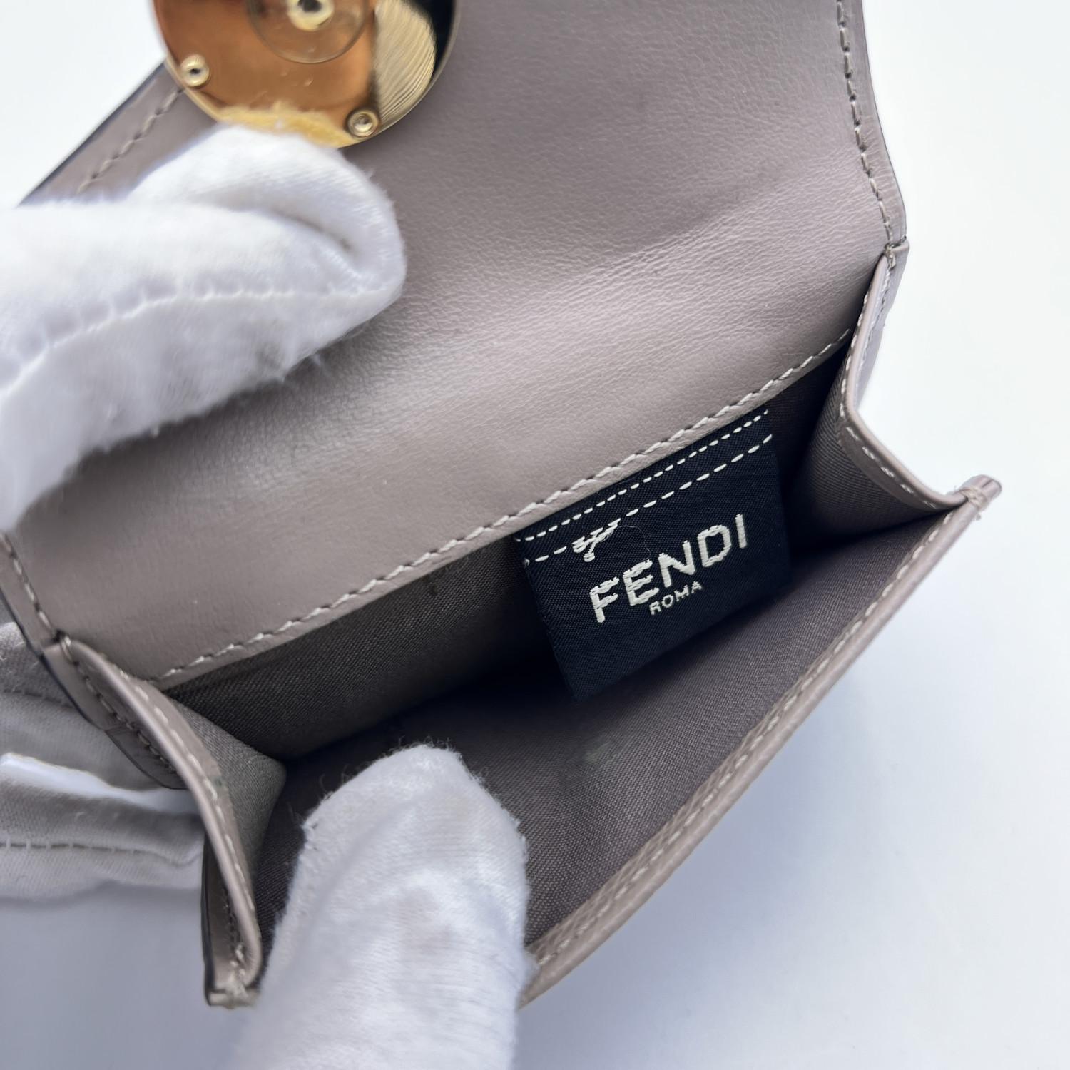 Women's or Men's Fendi Grey Leather F is Fendi Mini Trifold Wallet Coin Purse