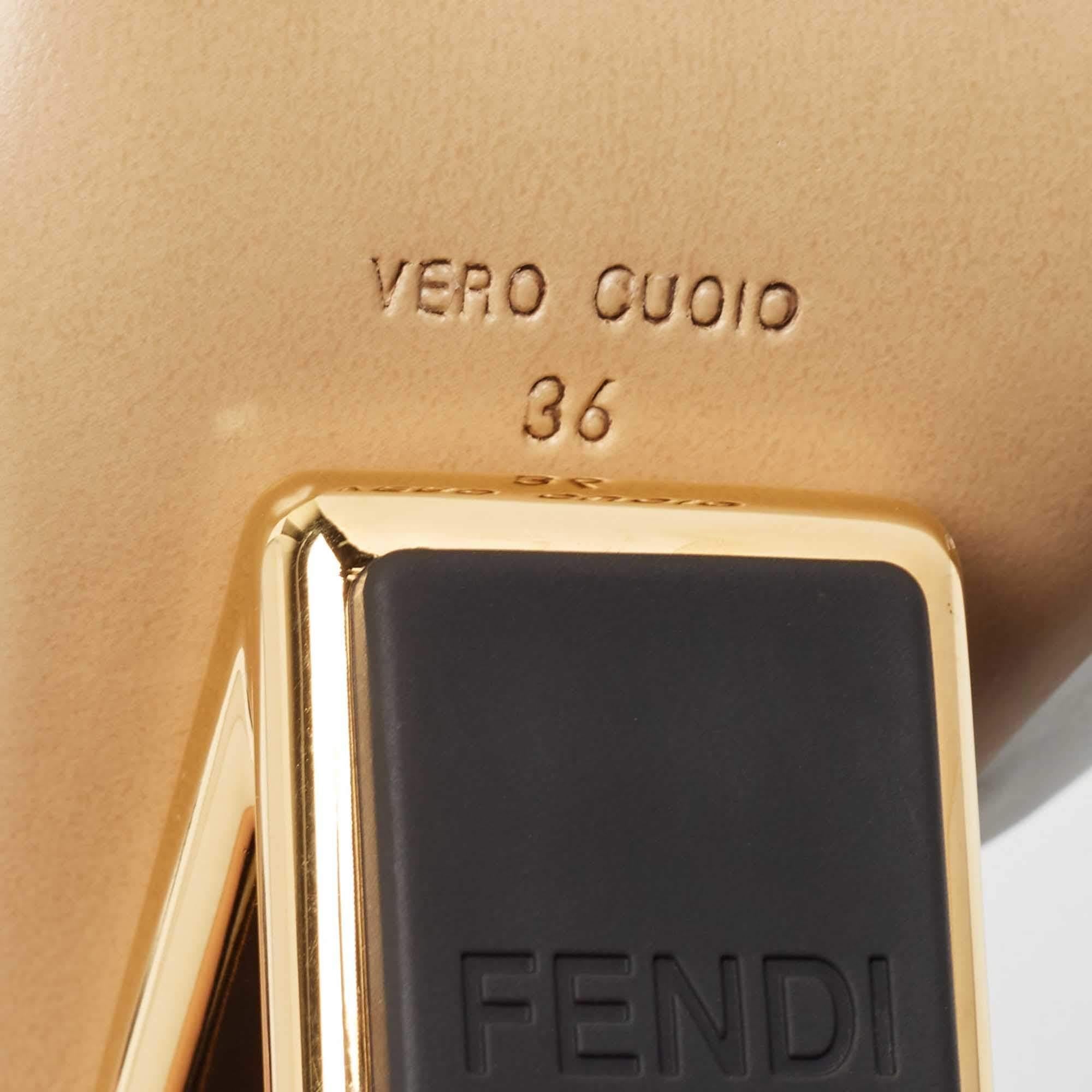 Women's Fendi Grey Leather First Slide Sandals Size 36