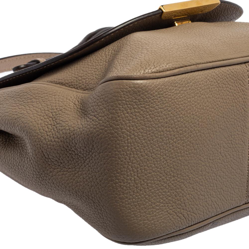 Fendi Grey Leather Flap Crossbody Bag 1
