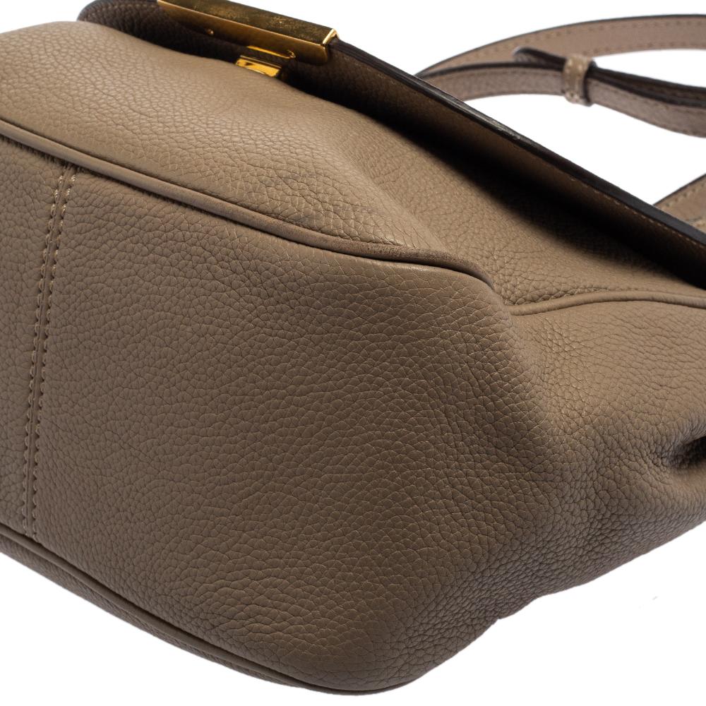 Fendi Grey Leather Flap Crossbody Bag 2
