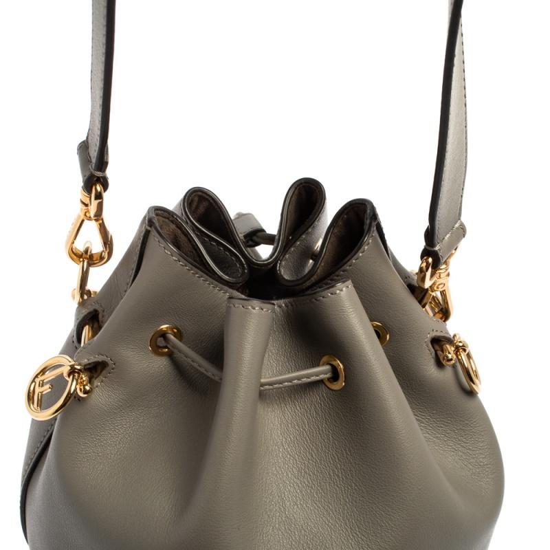 Women's Fendi Grey Leather Grande Mon Trésor Bucket Bag