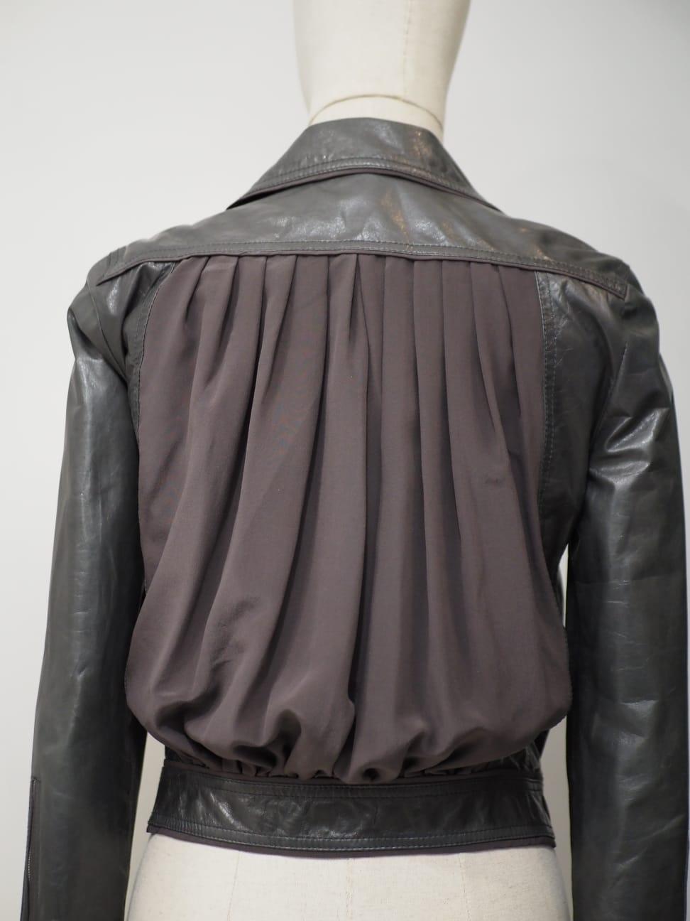 Fendi grey leather jacket For Sale 5