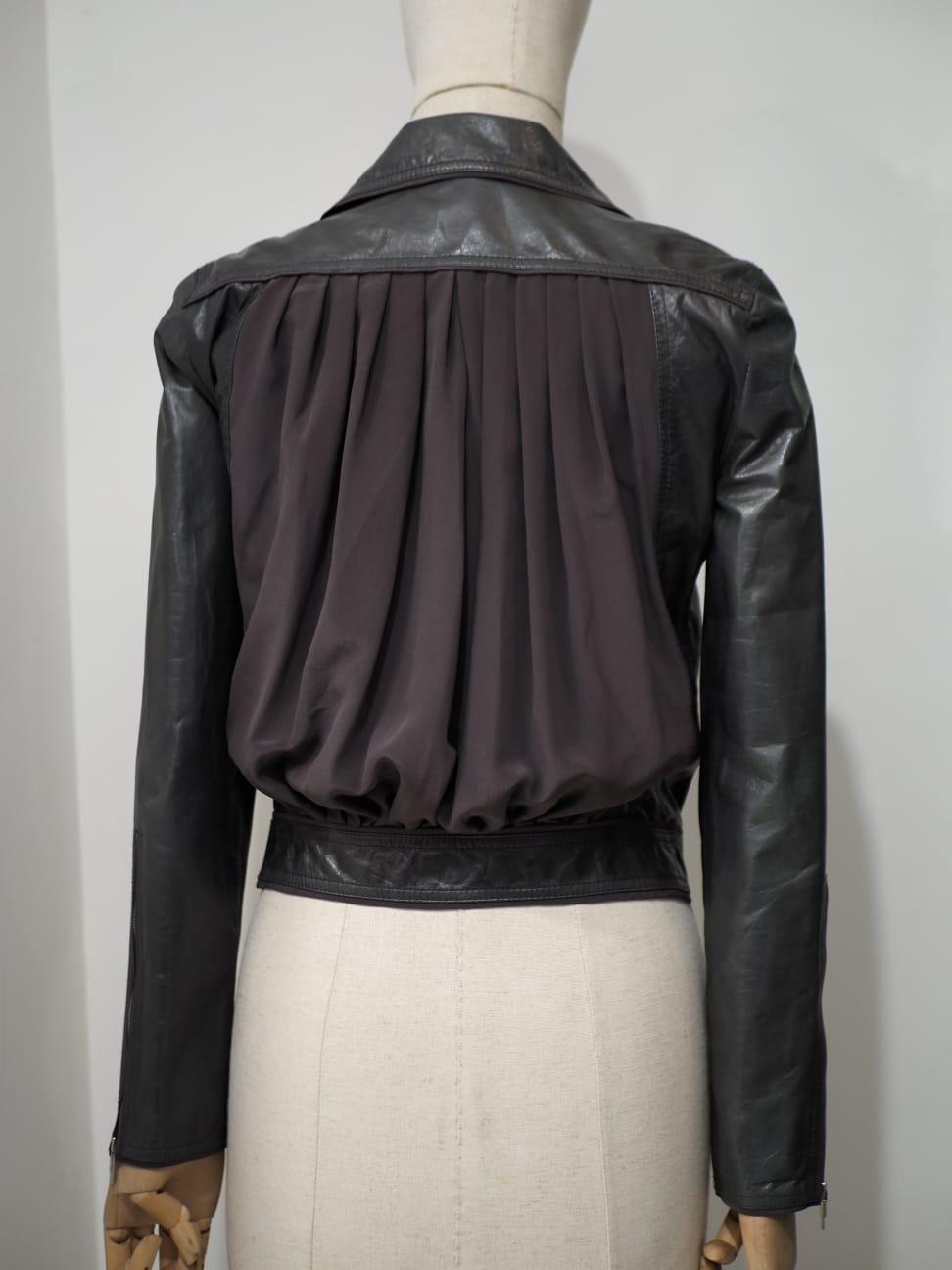 Fendi grey leather jacket For Sale 6