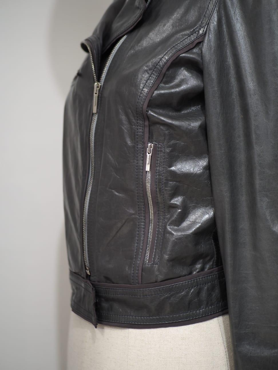 Black Fendi grey leather jacket